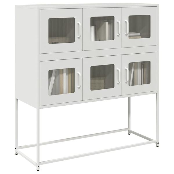 vidaXL Komoda biela 100,5x39x107 cm oceľ valcovaná za studena