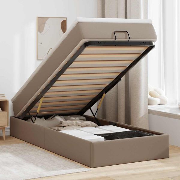 vidaXL Osmanský rám postele s matracom kapučínový 90x200 cm umelá koža