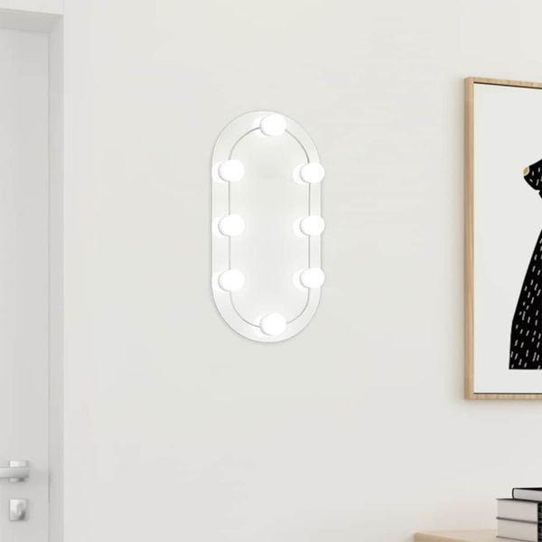 vidaXL Zrkadlo s LED svetlami 40x20 cm sklenené oválne
