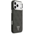 Puzdro Guess Magsafe 4G z PU kože s trojuholníkovým logom a strieborným kovovým rámom fotoaparátu pre iPhone 17 Pro Max čierne