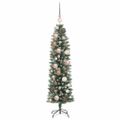 vidaXL Umelý chudý vianočný strom Zelená a biela 120 cm