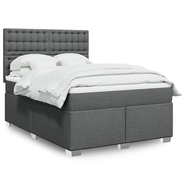 vidaXL Boxspring posteľ s matracom tmavosivá 140x190 cm látka
