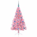 vidaXL Umelý predsvietený vianočný stromček Ružová 150 cm PVC