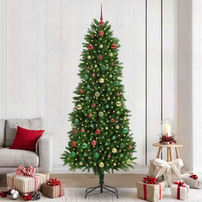 vidaXL Vianočný stromček s 300 LED-i so stojanom Zelená 240 cm PE