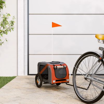 vidaXL Cyklovozík pre zvieratá, oranžovo sivý, oxfordská látka, železo