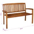 vidaXL 2-miestna stohovateľná záhradná lavička 120 cm, tíkový masív