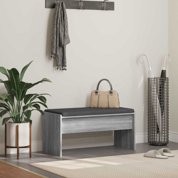 vidaXL Predsieňová lavica s vankúšom Sivý Sonoma 83 x 38 x 40 cm