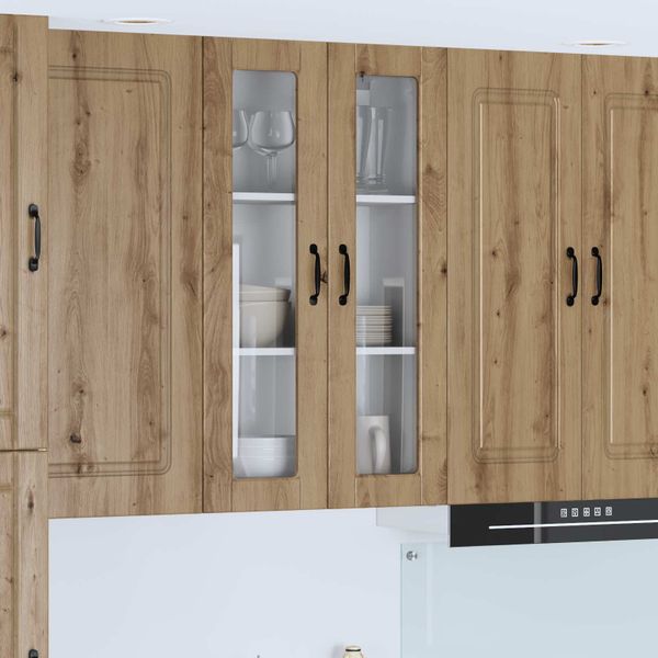 vidaXL Nástenný sklenený kabinet PORTO Remeselný dub 60 x 31 x 100 cm