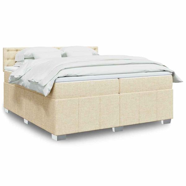 vidaXL Boxspring posteľ s matracom krémová 200x200 cm látka