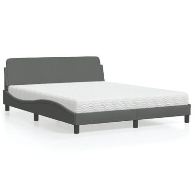 vidaXL Posteľ s matracom Dover tmavosivá 160x200 cm látka