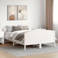 vidaXL Posteľný rám s čelom biely 135x190 cm borovicový masív