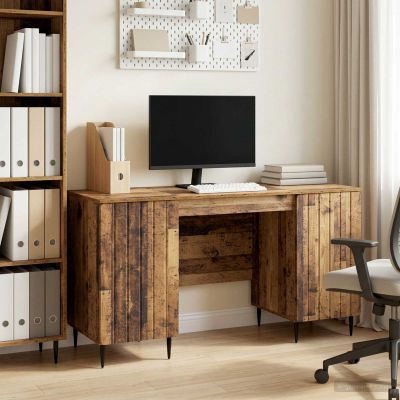 vidaXL Stôl s poličkou Staré drevo 142,5 x 50 x 75 cm Kompozitné drevo