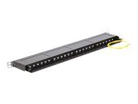 Prepojovací panel - CAT 6 - RJ-45 x 24 - hlbokočierna, RAL 9005 - 0,5U - 19"