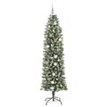 vidaXL Umelý chudý vianočný strom Zelená a biela 210 cm