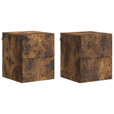 vidaXL Nástenná nočná skrinka 2 pcs Dymový dub 34,5 x 33 x 40 cm