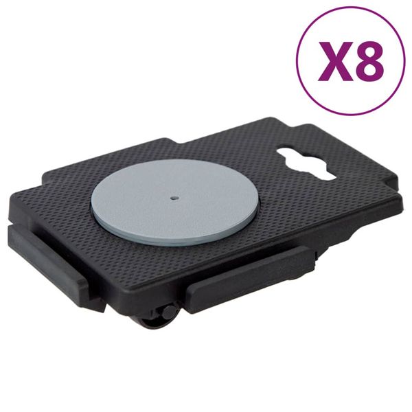 vidaXL Sťahovacie vozíky s 8 kolieskami, 8 ks, čierne, polypropylén, 150 kg