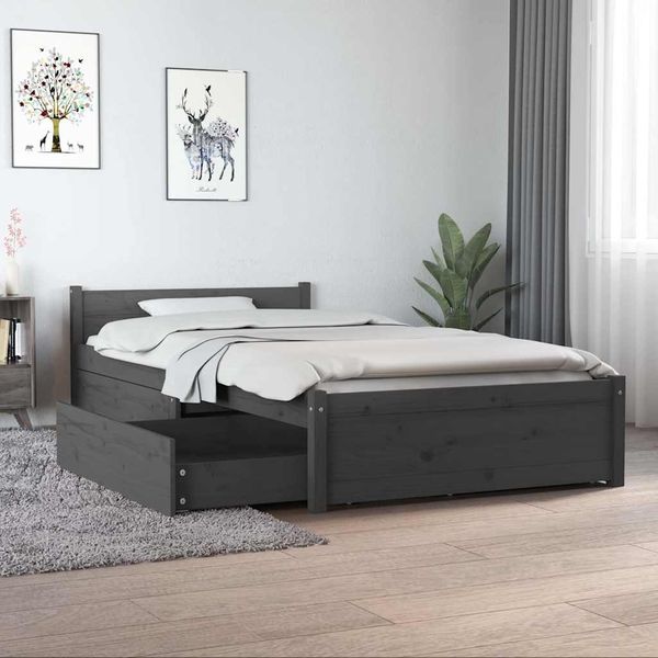 vidaXL Posteľný rám so zásuvkami sivý 90x190 cm jednolôžko