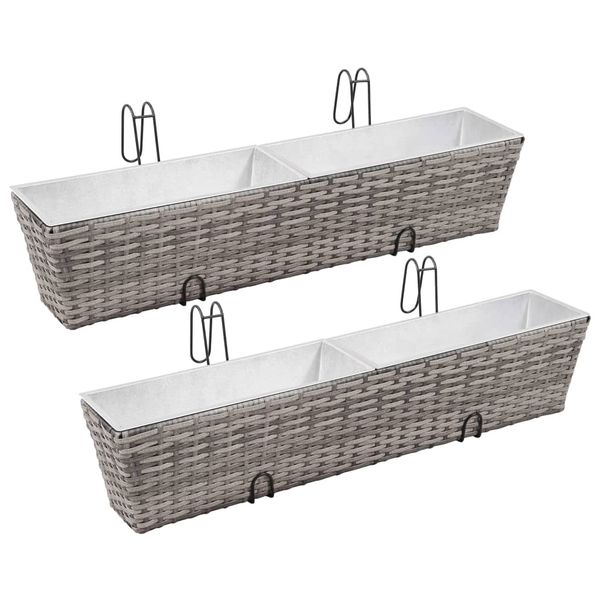 vidaXL Vyvýšené záhony na balkón 2 ks, 80 cm, sivé, polyratan