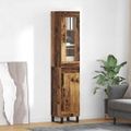 vidaXL Highboard Staré drevo 34,5 x 34 x 180 cm Kompozitné drevo