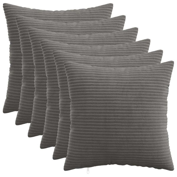 vidaXL Poťah na podložku 6 pcs HEERLEN Tmavosivá 50 x 50 cm manšestr