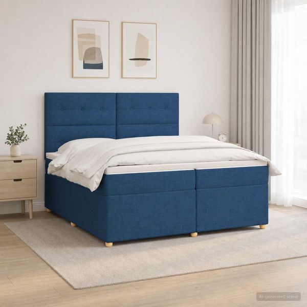vidaXL Posteľ boxspring s matracom Modrá 200 x 200 cm Látka