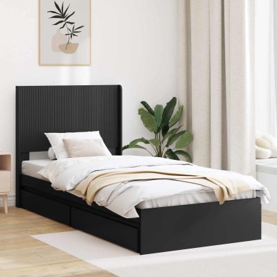 vidaXL Posteľový rám s úložným priestorom a čelom Čierna 100 x 200 cm