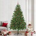 vidaXL Vianočný stromček s 300 LED-i so stojanom Zelená 210 cm PE