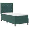 vidaXL Posteľ s pružinovým rámom Tmavozelená 100 x 200 cm Zamat