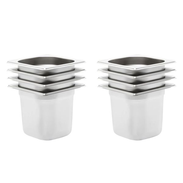 vidaXL Gastronádoby 8 ks, GN 1/6, 150 mm, nehrdzavejúca oceľ