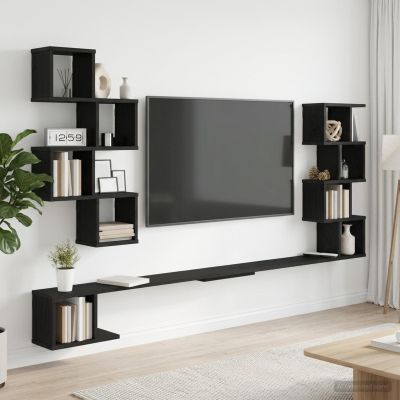 vidaXL Nástenná polica na TV Čierny dub 160 x 15 x 94 cm