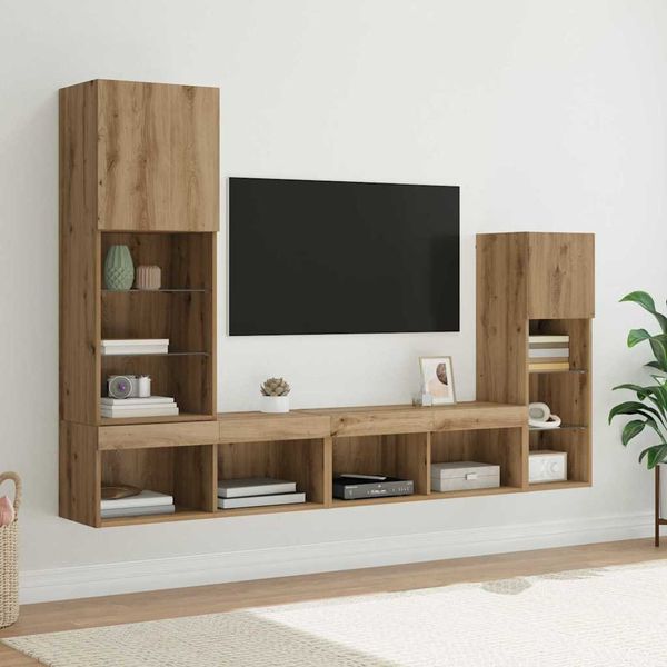 vidaXL TV nástenne jednotky 4 pcs Remeselný dub Kompozitné drevo