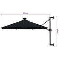vidaXL Nástenný záhradný slnečník s LED 300 cm, čierny