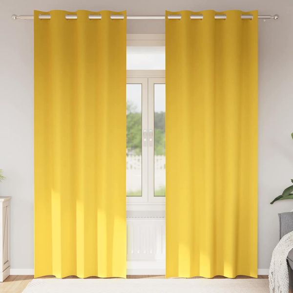 vidaXL Záclony na zatemnenie s krúžkami 2 pcs Horčicová žltá
