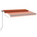 vidaXL Automatická markíza s LED a senzorom vetra 350x250 cm oranžová/hnedá