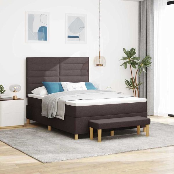 vidaXL Posteľ s pružinovým rámom Tmavo hnedá 200 x 140 cm látka