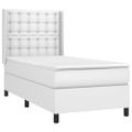 vidaXL Boxspring posteľ s matracom a LED biela 90x190 cm umelá koža