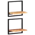 vidaXL Nástenné police 2 ks 40x24x35 cm akáciový masív a oceľ