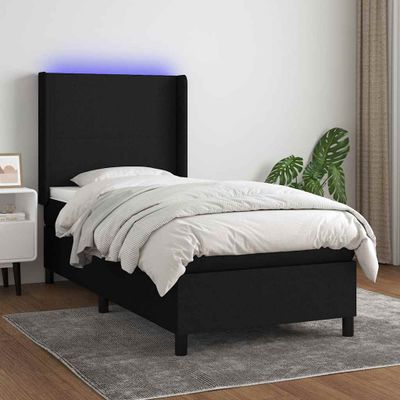 vidaXL Posteľ boxsping s matracom a LED čierna 80x200 cm látka