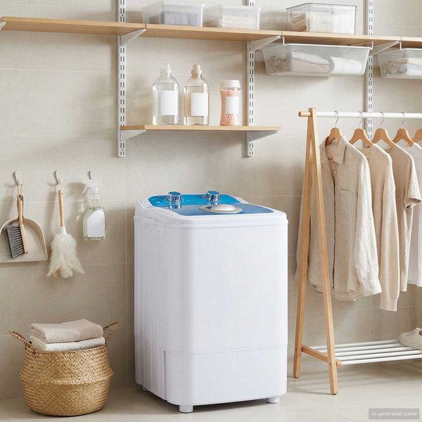 vidaXL Mini práčka s jednou nádobou 4,6 kg Modrá a biela