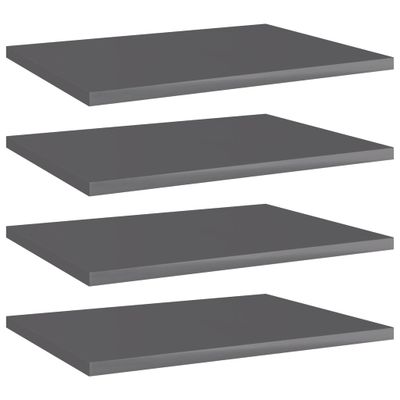 vidaXL Prídavné police 4 ks, lesklé sivé 40x30x1,5 cm, drevotrieska