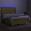 vidaXL Posteľ boxsping s matracom a LED zelená 140x190 cm látka