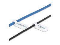 Startech 3.5in (9cm) Cable Labels, 100 Pack White, Cable/Cord Tags (CABLE-TAG-HLWH) - Identifikačné štítky kábla - uzáver s háčikom, popisovateľný - 9 cm - biela (balenie 100)