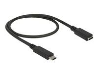 Predlžovací USB kábel - USB-C (samec) do USB-C (samica) - USB 3.1 Gen 1 - 3 A - 50 cm - čierna