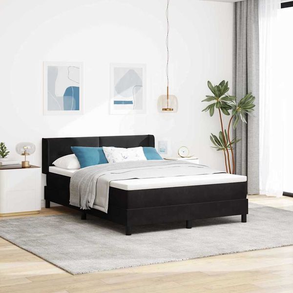 vidaXL Posteľ s pružinovým rámom Čierny 200 x 160 cm Zamat