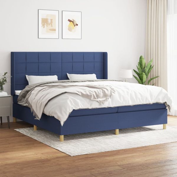 vidaXL Boxspring posteľ s matracom modrá 200x200 cm látka