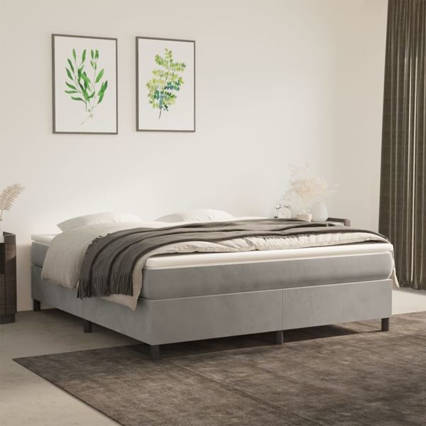 vidaXL Posteľný rám boxsping s matracom bledosivý 160x200 cm zamat