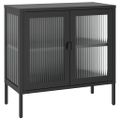 vidaXL Komoda čierna 70x35x70 cm sklo a oceľ