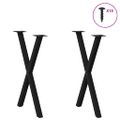 vidaXL Nohy k jedálenskému stolu v tvare X, 2 ks, čierne, 50 x (72-73) cm, oceľové