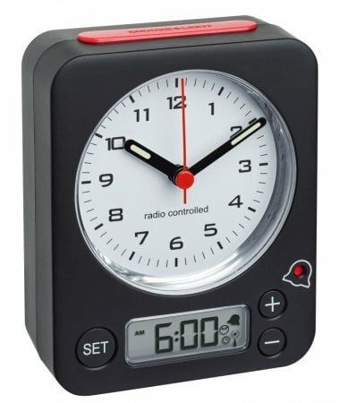 60.1511.01.05 TFA COMBO bezdrôtový budík s digitálnym nastavením, čierno-červený