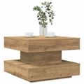 VidaXL Konferenčný stolík otočný o 360stupňov dub artisan 50x50x34,5cm
